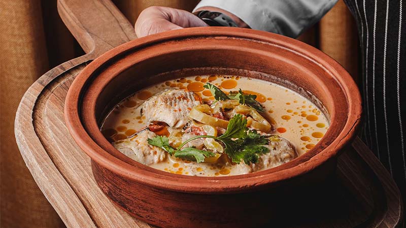 Freshly cooked soup on a plate